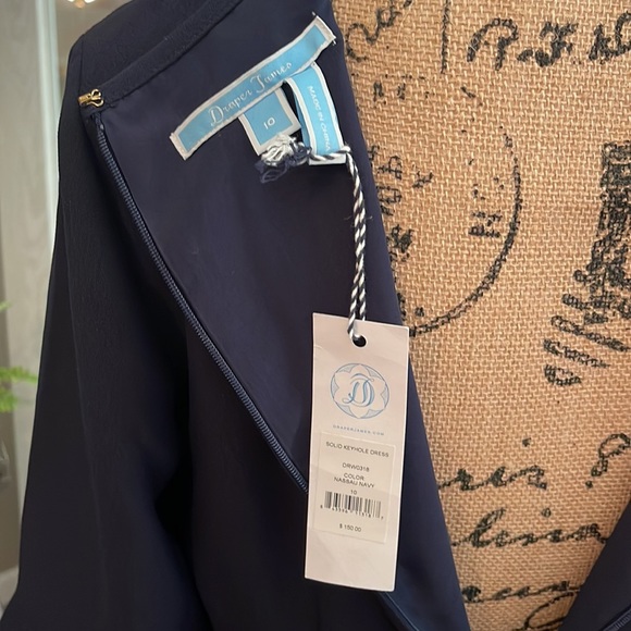 👗NWT👗 - Draper James Solid Keyhole Dress navy blue size 10 - Picture 6 of 13